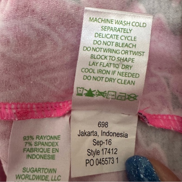 Lilly Pulitzer Sophie Dress 3/4 Sleeves Bright Pink & Navy in Coco Safari Sz Sml - Picture 13 of 15